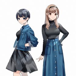 This is a pixiv picture whose title is デニムジャケットとデニムスカート.