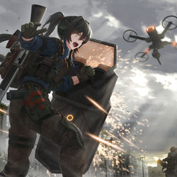 This is a pixiv picture whose title is 接敵！.