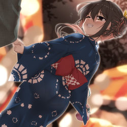 This is a pixiv picture whose title is 浴衣長波サマ(健全版)。.