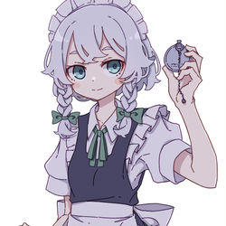 This is a pixiv picture whose title is メイドと普通の懐中時計.