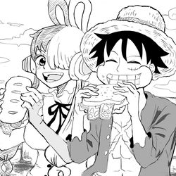 This is a pixiv picture whose title is ウタと麦わらの一味　1日目.