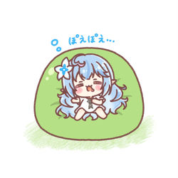 This is a pixiv picture whose title is 人をダメにするクッションの魔力に飲み込まれるハーフエルフさん❄.