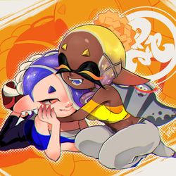This is a pixiv picture whose title is 🧡💙⚪.