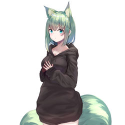 This is a pixiv picture whose title is パーカー緑狐っ娘.
