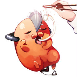 This is a pixiv picture whose title is うどんを食べるポチタ.