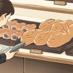 This is a pixiv picture whose title is 1番人気はコッペパン.