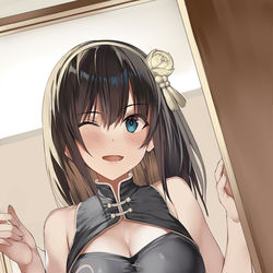 This is a pixiv picture whose title is コスプレ衣装をノリノリで着てくれる彼女.