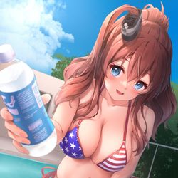 This is a pixiv picture whose title is 星条旗ビキニサラトガ.