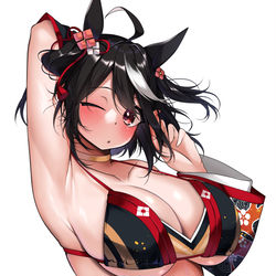 This is a pixiv picture whose title is 水着キタサンブラック.