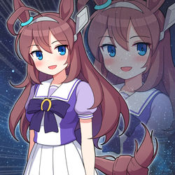 This is a pixiv picture whose title is 一人で尻尾ハグを練習していたブルボン.