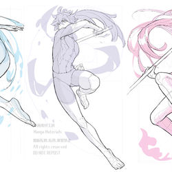 This is a pixiv picture whose title is FANBOXにトレス、商用利用可のポーズ素材集をアップしました.