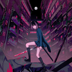 This is a pixiv picture whose title is 残機.