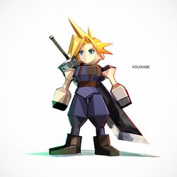 This is a pixiv picture whose title is クラウド（ローポリ版）.