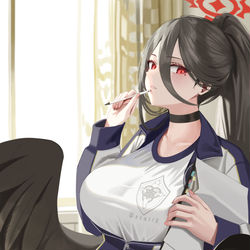 This is a pixiv picture whose title is 羽川ハスミ.