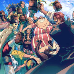 This is a pixiv picture whose title is 赤髪海賊団.