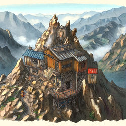 This is a pixiv picture whose title is 鋭鋒の山小屋.