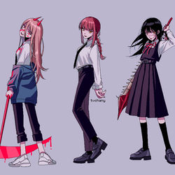 This is a pixiv picture whose title is pixel chainsaw man girls.