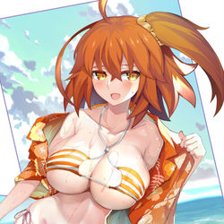 This is a pixiv picture whose title is 脱いだら凄かったぐだ子ちゃん夏の思い出.