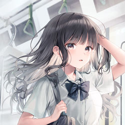 This is a pixiv picture whose title is 電車で見かけた女の子.