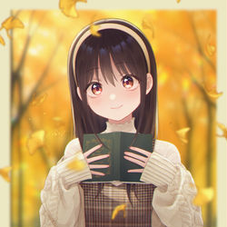 This is a pixiv picture whose title is 読書の秋.
