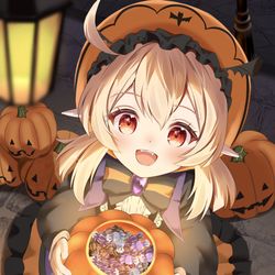 This is a pixiv picture whose title is おかしくれないとドカーンしちゃうぞ！.