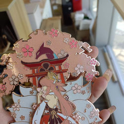 This is a pixiv picture whose title is yae enamel pin 🌸 preorder open.