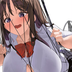 This is a pixiv picture whose title is ハンモックで遊ぶおっぱいの大きい子.