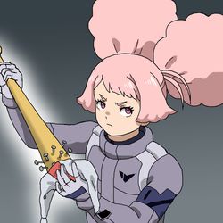 This is a pixiv picture whose title is 四次元ヘルメットインナーキャップから釘バットを取り出すチュチュ.