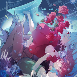 This is a pixiv picture whose title is 深海に誘われて【Ib】.