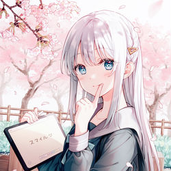 This is a pixiv picture whose title is 無口なヒロイン.