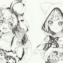 This is a pixiv picture whose title is 【アナログ】ハロウィン回のゆいとここね.