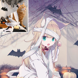 This is a pixiv picture whose title is 🦇👻Happy Halloween🎃🐾.