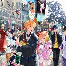 This is a pixiv picture whose title is HappyHalloween~in USJ~ チェンソーマン.