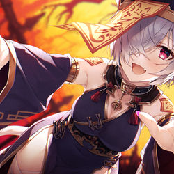 This is a pixiv picture whose title is ハロウィンくおんちゃん2022.