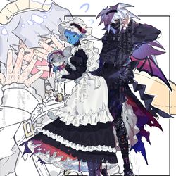 This is a pixiv picture whose title is 【メイド週間】獏良了・闇バクラ・ダークネクロフィア.