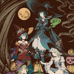 This is a pixiv picture whose title is 魔女帽子の集い.