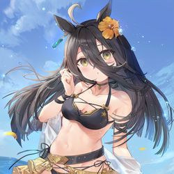 This is a pixiv picture whose title is 水着カフェ.