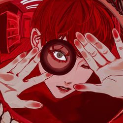 This is a pixiv picture whose title is 赤い部屋.