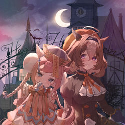 This is a pixiv picture whose title is 🎃🦇🕸.
