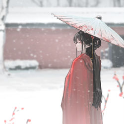 This is a pixiv picture whose title is 红衣泪痣.