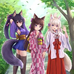 This is a pixiv picture whose title is お散歩中の3人娘.