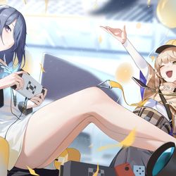 This is a pixiv picture whose title is 勝利の女神:NIKKE - ハッカーと探偵のお祝い.