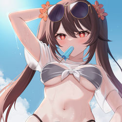 This is a pixiv picture whose title is 水着胡桃.