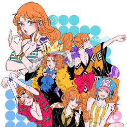 This is a pixiv picture whose title is 麦わらの一味　ver.ナミさん.