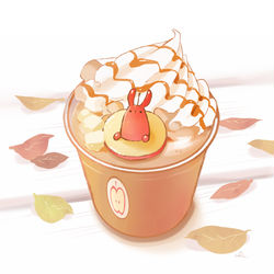 This is a pixiv picture whose title is りんごうさぎホットドリンク.