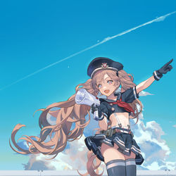 This is a pixiv picture whose title is 「目標に向かって前進！」.
