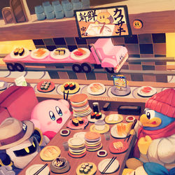This is a pixiv picture whose title is すしのカービィ.