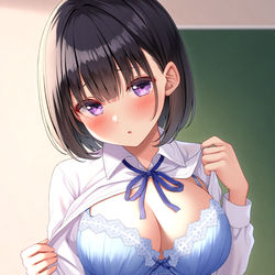 This is a pixiv picture whose title is 全力で下着を見せてくれる井上さん.