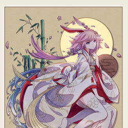 This is a pixiv picture whose title is 【摸鱼】八重樱.