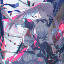 This is a pixiv picture whose title is Akiba Maid Aqua!(╬ﾟдﾟ)▄︻┻┳═一.